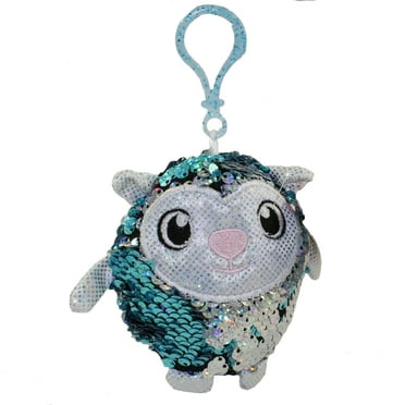 PIG Pink & Silver Shimmeez Sequin Plush License 2 Play Plastic Key Clip 